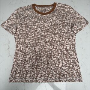 AUTHENTIC Hermes Naoussa Chaine Brown and White Patterned Short Sleeve Top